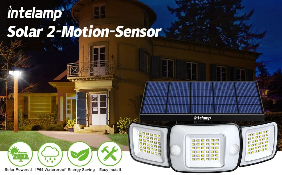 Solar 2-Motion-Sensor Flood Light